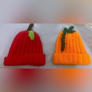 Toddler Apple 🍎 & Pumpkin 🎃 Knit Hats